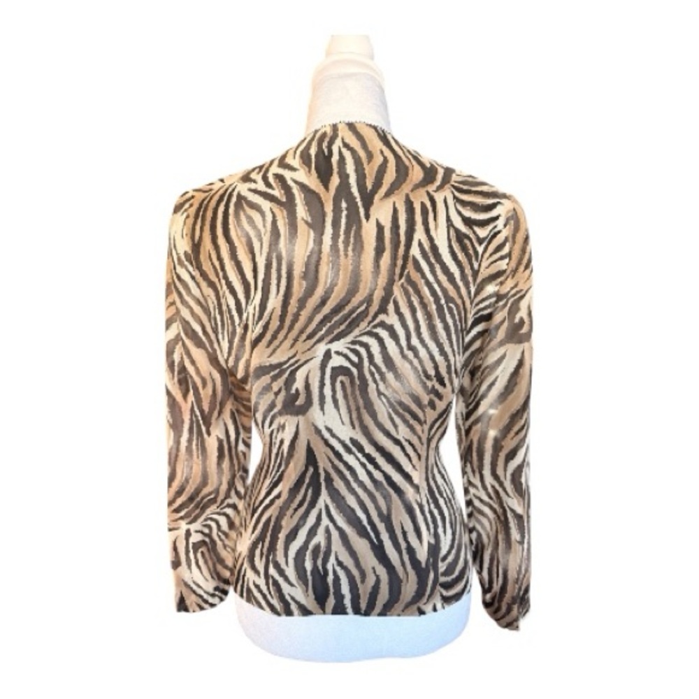 Dana Buchman 100% Silk Wrap Blouse, Zebra Print - Picture 2 of 8